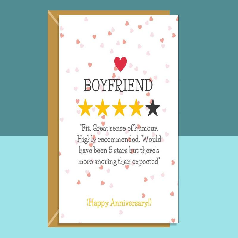 Funny Anniversary Card for Boyfriend - For Him - Snores - Cute - Romantic - For 1st, 2nd, 3rd, 10th or any anniversary with your boyfriend