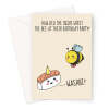 Funny Bee Birthday Card - Cute Wasabi Sushi - A5 Portrait - 1 Card