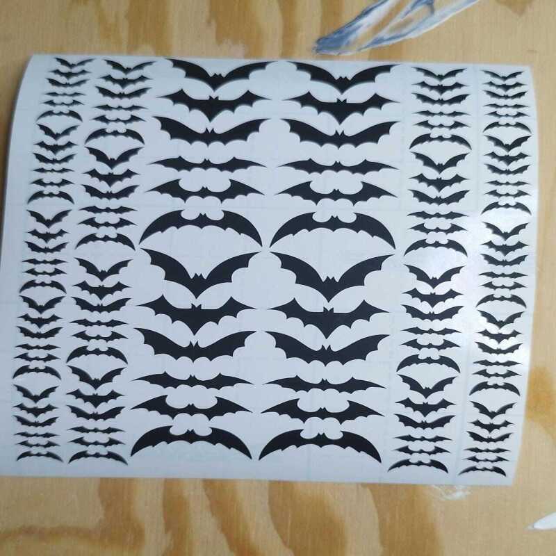 Black Bat Stickers Assorted Sizes - Matt Black