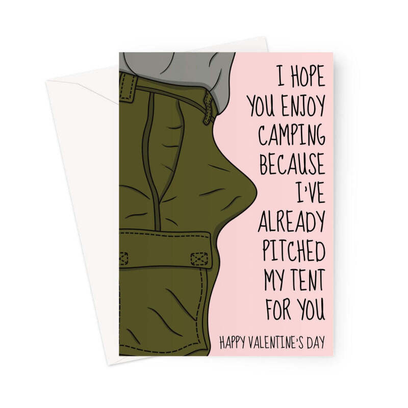 Rude Camping Joke Valentine's Day Card For Her - A5 Portrait - 1 Card