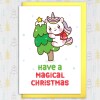 Have a magical Christmas unicorn magic, Holidays, Xmas card for children, kids, daughter, granddaughter, niece (Size A6/A5/A4/Square 6x6") - A6: Single card