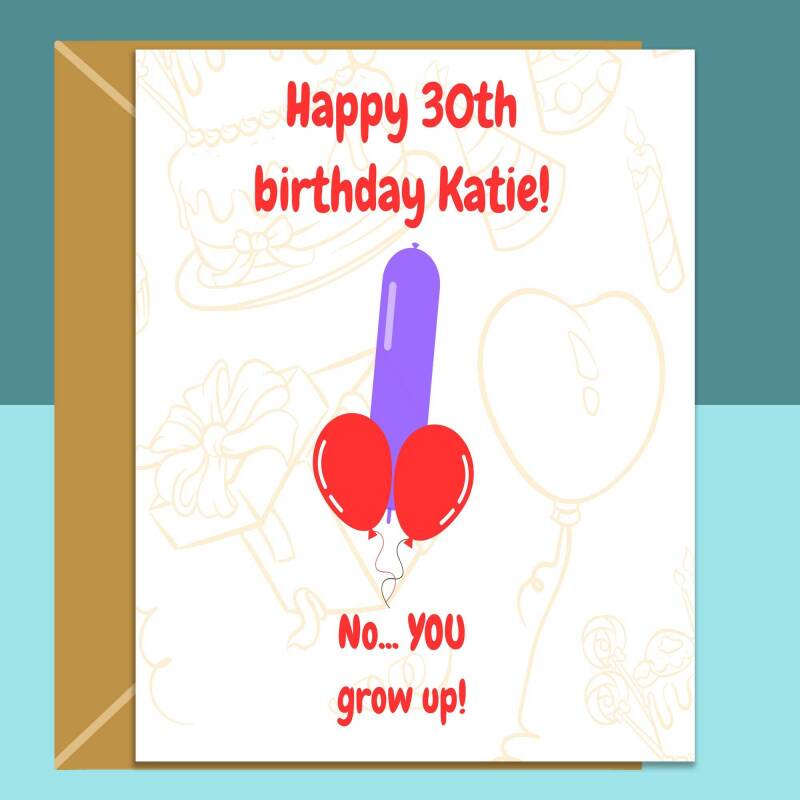 Funny 30th Birthday Card - Personalised - For Him or For Her - Perfect greetings card for someone turning 30 years old - Blank inside - Small