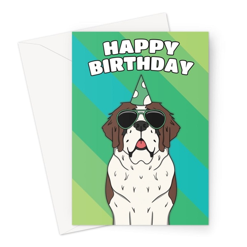 Saint Bernard Dog Birthday Card - A5 Portrait - 1 Card