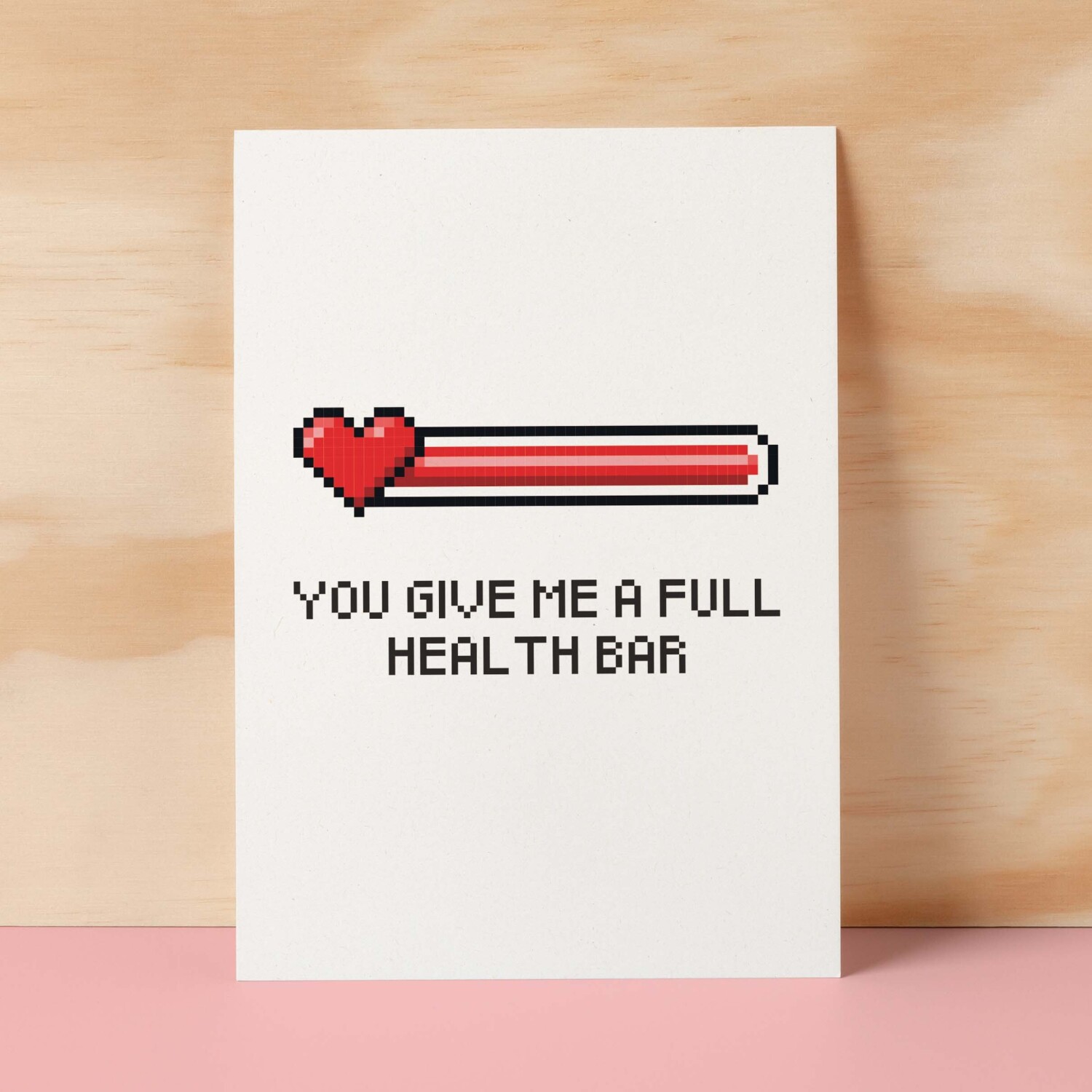 Valentine's Card For Him Anniversary Card For Boyfriend or Husband Love Card For Husband Valentine's Day Card For Gamer Full Health Bar - Small (4x6) / Blank Message