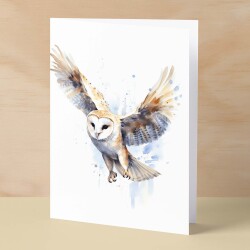 Barn Owl Notelet Card For Anyone Cute Any Occasion Card For Her or For Him 5x7, A6 Card For Birthday or Easter Card Thank You Card Wildlife - Small (4x6) / Blank Message