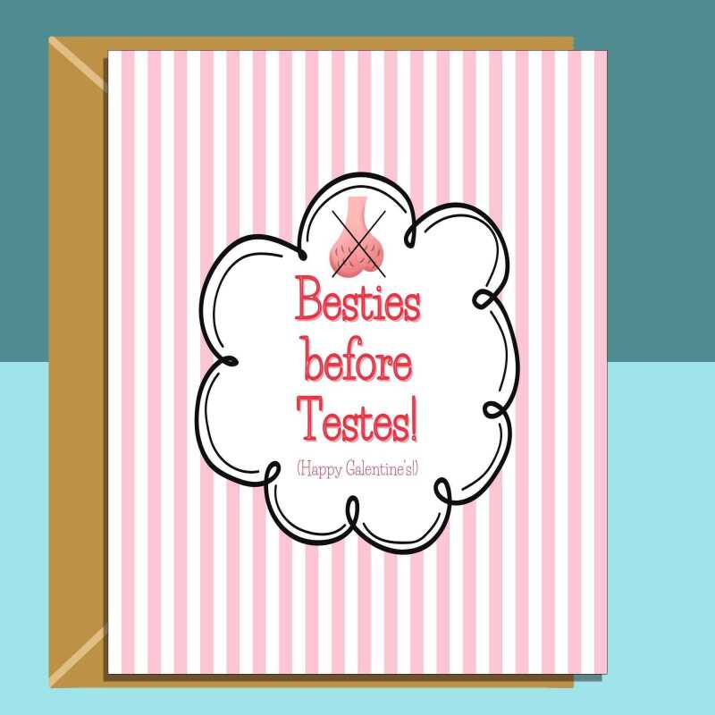 Funny Galentine's Day Card for Her - Ideal for your bestie, single friends this Valentines. - Blank inside - Regular - Matte Card