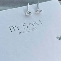 50thBirthday Gift Stud Diamond CZ Silver Earrings - Default Title