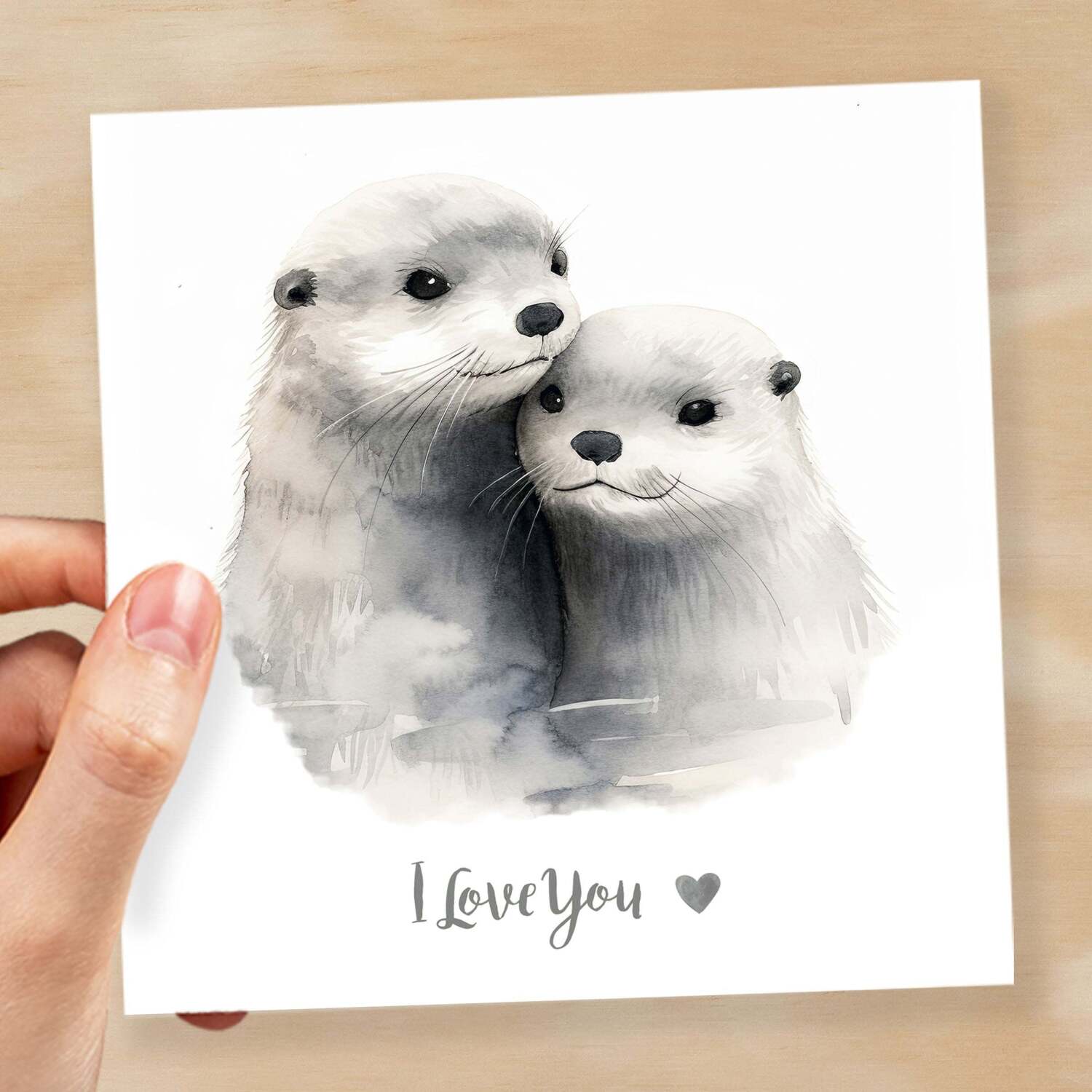 Anniversary or Valentine's Day Card For Wife Anniversary Card For Husband Boyfriend or Girlfriend Valentines Card For Him or Her Otter Love - Square (6x6) / Blank Message