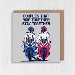 Bikers anniversary card: Couples that ride together for biker couple, motorbikes, bikers (Size A6/A5/A4/Square 6x6") - A6: Single card