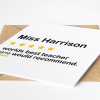 Worlds best teacher recommendation, Personalised Teacher Card