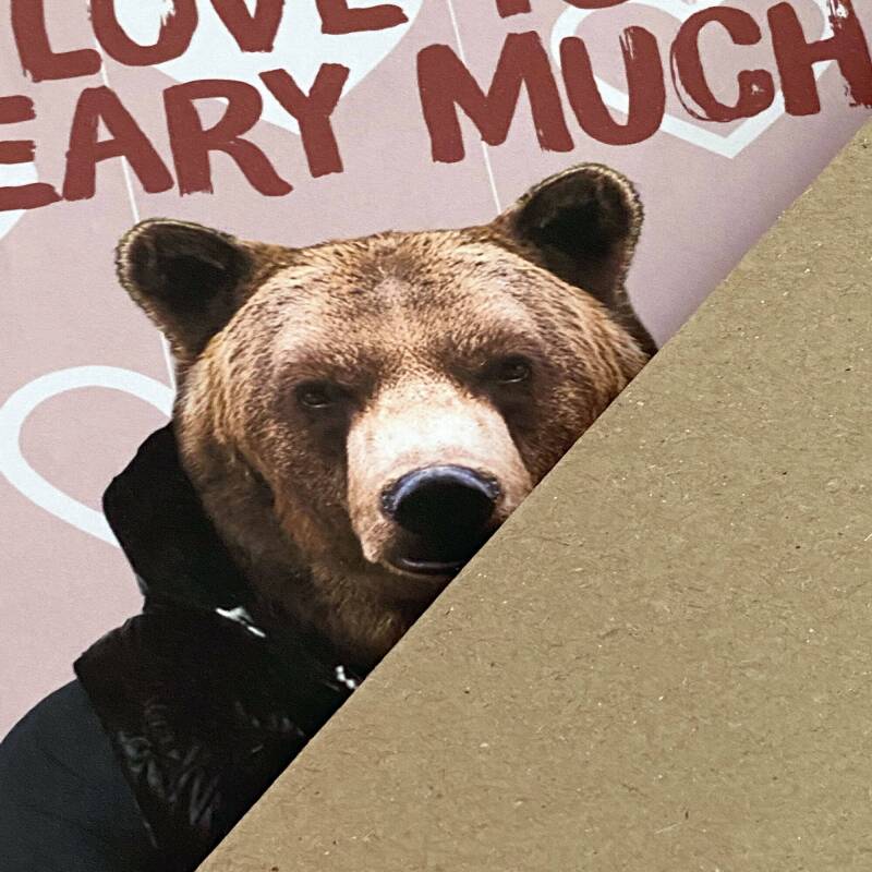 I love you beary much bear in clothes anniversary, love, bear pun card for wife, husband, partner (Animalyser) (Size A6/A5/A4/Square 6x6") - A6: Single card