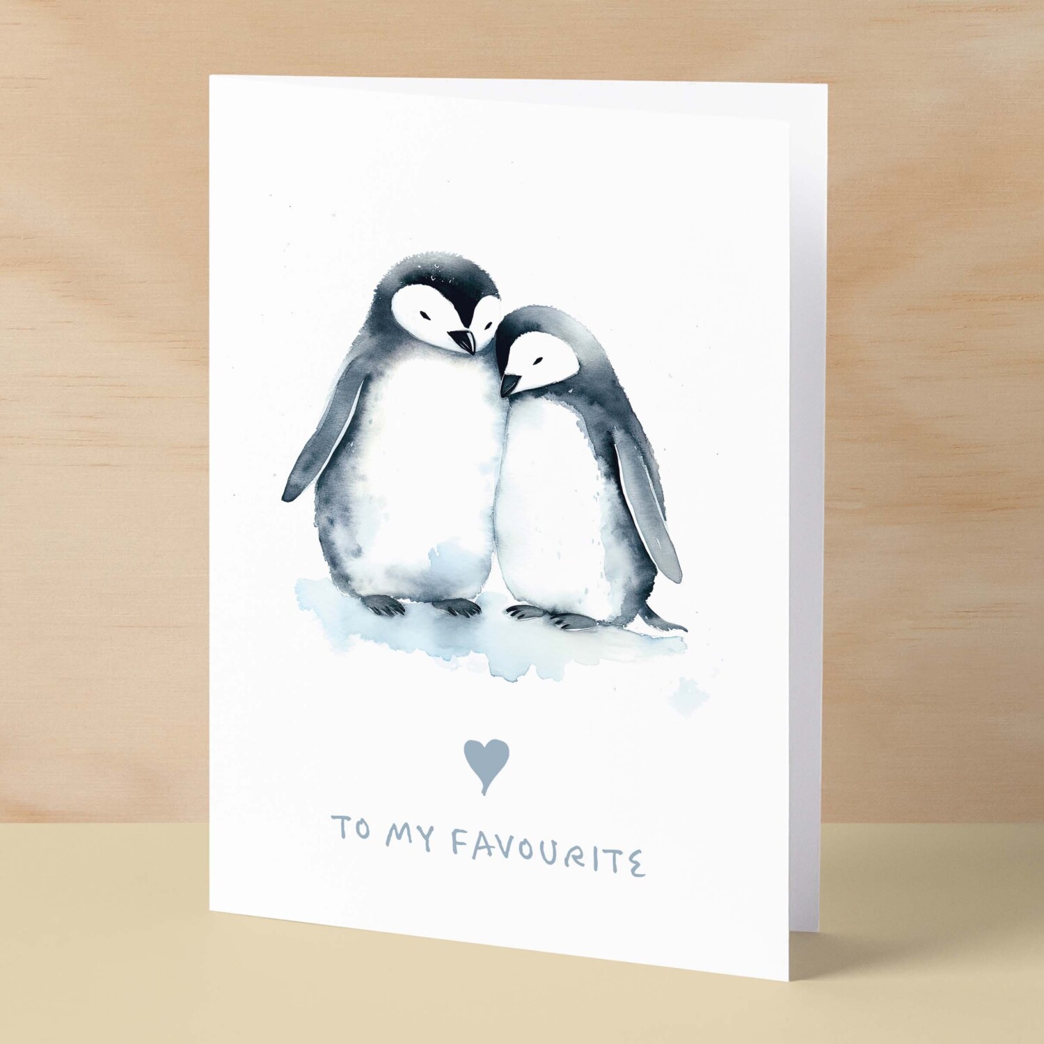 Anniversary or Valentine's Card for Her Anniversary Card for Wife Valentines Day Card For Husband Boyfriend or Girlfriend Cute Penguin Card - Small (4x6) / Blank Message