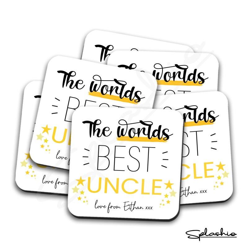 Personalised World's Best Uncle Drinks Coaster - Uncle Gift, Best Uncle Gift, Christmas Gift, Stocking Filler, Personalised Gift - Single Coaster