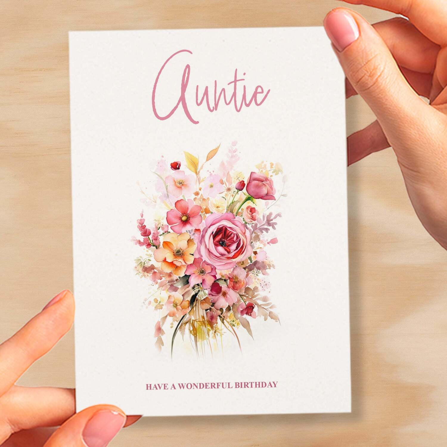 Birthday Card For Auntie Card For Her Card for Auntie Luxury Card For Auntie Birthday Card for Loved One Auntie Card Birthday Flower Card - Small (4x6) / Blank Message