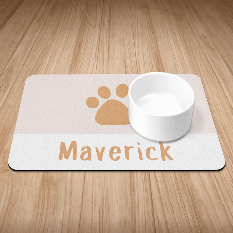 Personalised Neutral Paw Print Puppy/Dog Bowl Mat