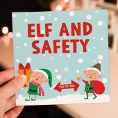 Elf and safety funny health and safety Christmas, Holidays card for coworker, colleague, friend, mate (Size A6/A5/A4/Square 6x6")