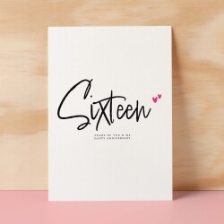 Sixteen Year Anniversary Card For Husband 16 Year Anniversary Card Boyfriend or Girlfriend Wedding Anniversary Card For Wife - Small (4x6) / Blank Message