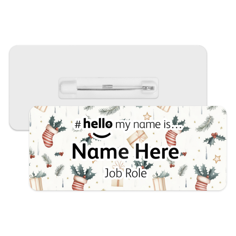 #hello my name is... Name Badge - Festive Pattern Background