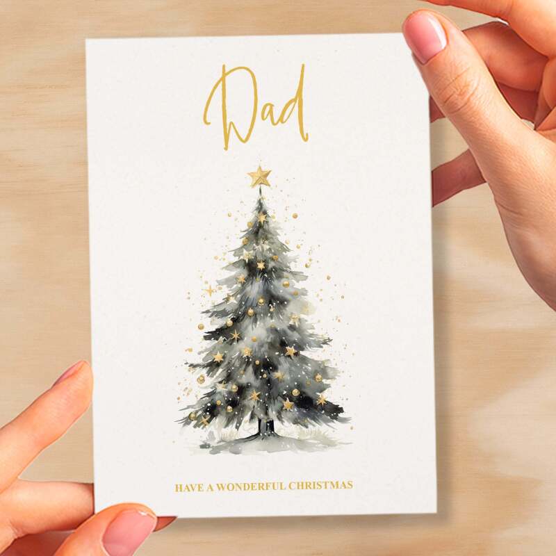 Christmas Card For Dad Card For Him Xmas Card for Dad Luxury Card For Dad Christmas Card for Loved One Dad Card Christmas Tree Card - Large (5x7) / Blank Message