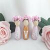 Personalised Wooden Peg Dolls,New Baby Gift,Pink & Gold Nursery Decor - With letters