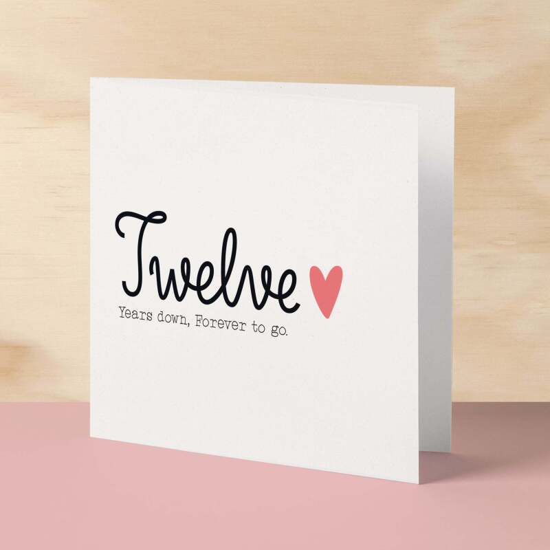 12 Year Anniversary Card For Wife 12th Wedding Anniversary Card For Husband Anniversary Card For Wife Wedding Anniversary Card Twelve Years - Square (6x6) / Blank Message