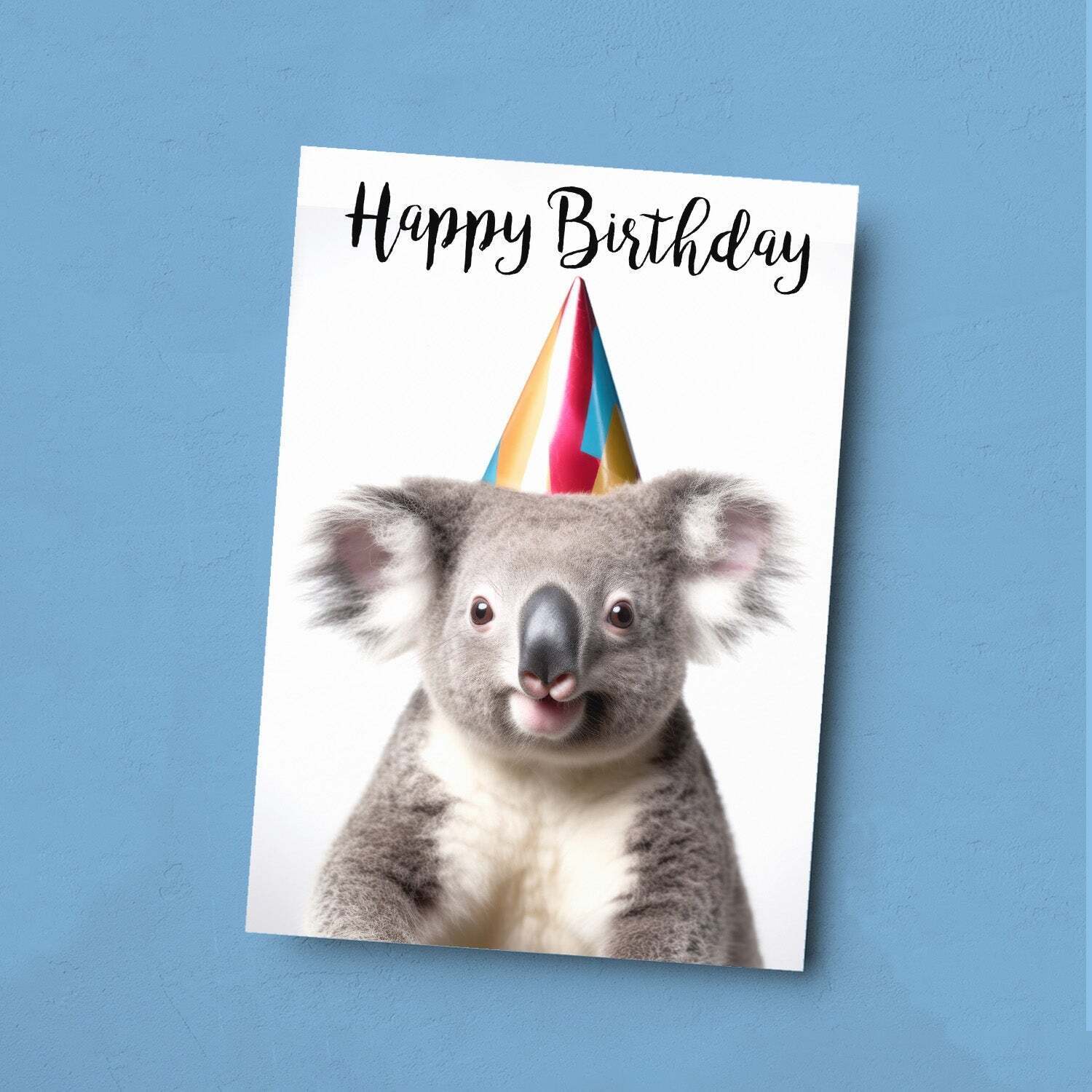 Birthday Card For Him or Her Fun Birthday Card of A Koala Happy Birthday Card For Mum, Dad, Sister Brother - Small (4x6) / Blank Message