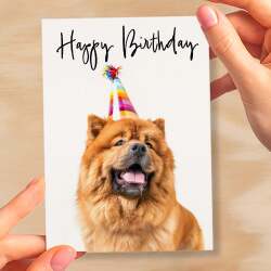 Birthday Card For Her Card For Friend Mum or Sister Birthday Card For Him Brother Dad Happy Birthday Card of Chow Chow Dog Fun Birthday Card - Small (4x6) / Blank Message