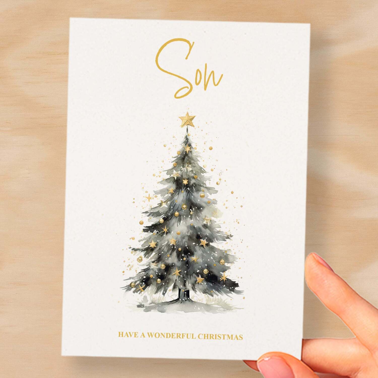 Christmas Card For Son Card Xmas Card for Son Christmas Card for Loved One Son Card Christmas Tree Card - Large (5x7) / Blank Message