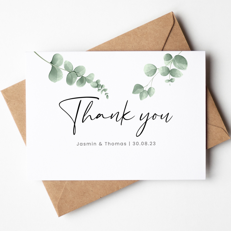 Thank You Eucalyptus Wedding Cards - A6 - 4.1" x 5.8"