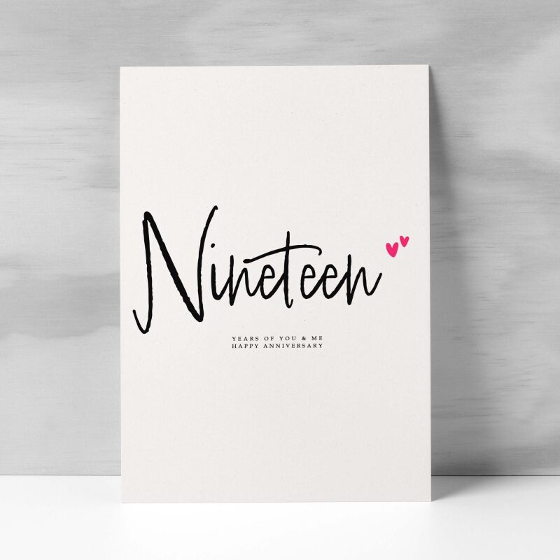 Postcard Prints - Nineteen Year Anniversary Card For Husband 19 Year Anniversary Card Boyfriend or Girlfriend Wedding Anniversary Card For Wife - Default Title