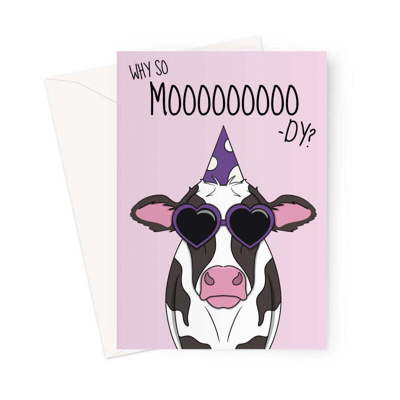 Moody Cow Birthday Card - A5 Portrait - 1 Card