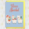 Fleece Navidad llama, alpaca Christmas, Holidays feliz navidad card for children, kids, child, grandchildren (Size A6/A5/A4/Square 6x6") - A6: Single card