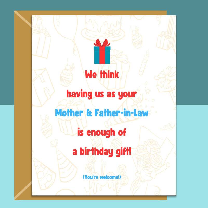 Funny Son-in-law or Daughter-in-law Birthday Card - Ideal cheeky card for your son in law or daughter in law - Can be personalised - Blank inside - Large