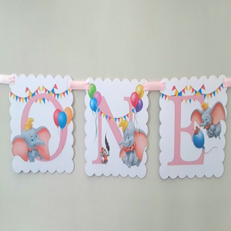 Dumbo Banner, Dumbo Birthday Banner,1st 2nd 3rd Dumbo Party Banner,Dumbo Decor - No bows - 1st