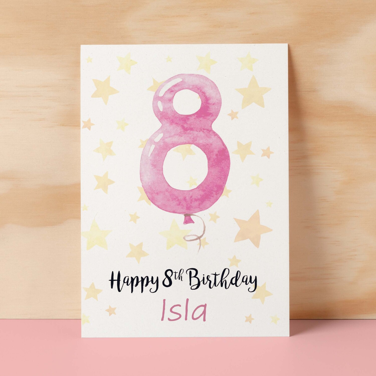 Personalised 8th Birthday Card For Girl Custom Name Card For Girl Eighth Birthday Card For Child Birthday Card for Girl Custom 8th Birthday - Small (4x6) / Blank Message