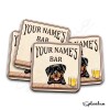 Personalised Dog Bar Runner Mat, Dog Sign & 4 x Drinks Coasters Gift Set Garden Bar Sets / Custom Beer Mats Home Bar, personalised bar mat - Set of 4 Coasters