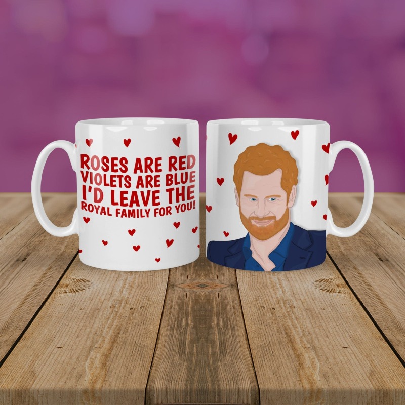 Funny Prince Harry Mug, Roses Are Red Poem - 11oz - White