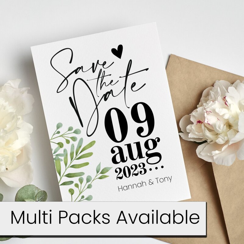 Heart Save the Date Cards, Save the Date Postcard, Modern Save the Date, Personalised Save the Dates, Wedding Save the Dates Simple - A6 - 4.1" x 5.8" - Pack of 20