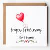 Personalised Anniversary Card For couple, Couple Anniversary Card, Happy anniversary Greeting Card Simple Red Heart Balloon Anniverysary