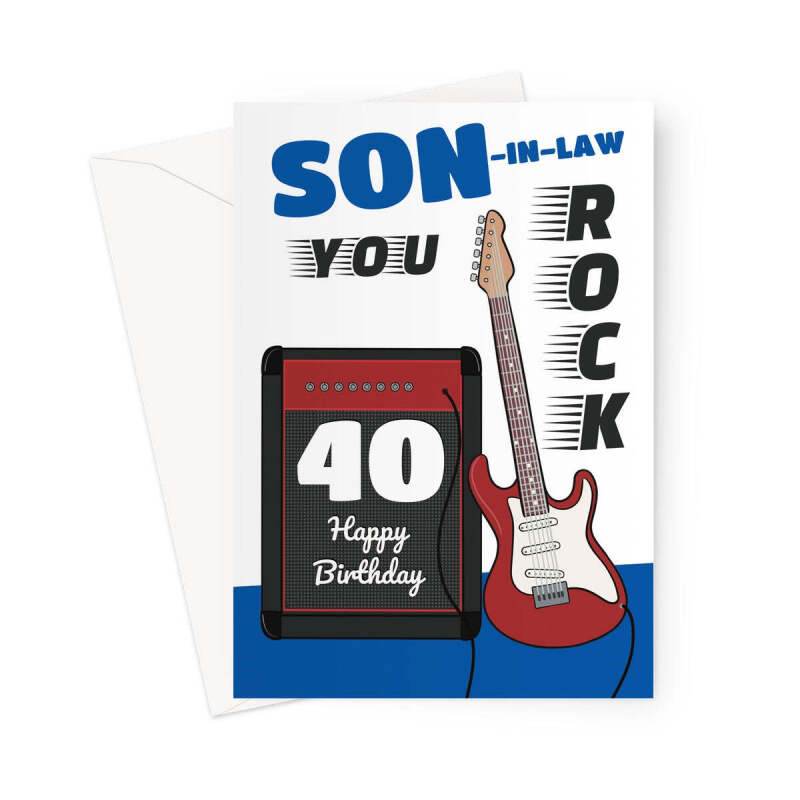 40th Birthday Card for Son-In-Law - You Rock Guitar Design - A5 Portrait - 1 Card