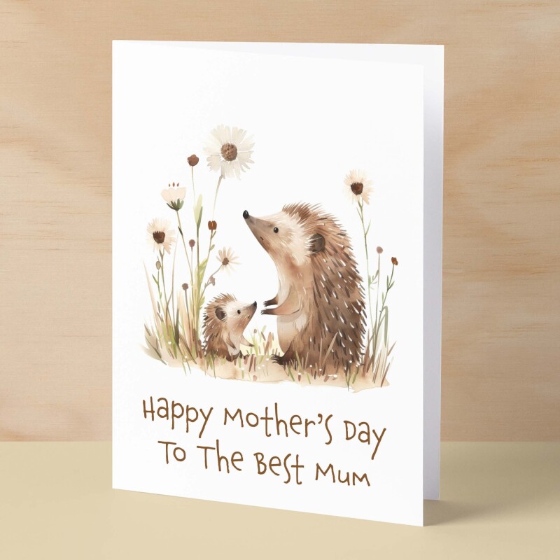 Mother's Day Card For Mum Cute Hedgehogs Mother's Day Mothers Day card Mothering Sunday Happy Mother's Day Card For Mom Mommy Mum Mummy - Small (4x6) / Blank Message