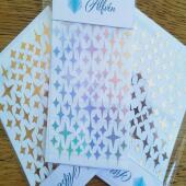 4 Point Star Stickers, Holographic, Silver or Gold