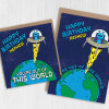 You're out of this world alien, UFO, space-themed birthday card for son, nephew, boy from parents, uncle, auntie (Size A6/A5/A4/Square 6x6") - A6: Single card - Son