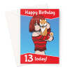 Cute Anime Girl 13th Birthday Card - A5 Portrait - 1 Card