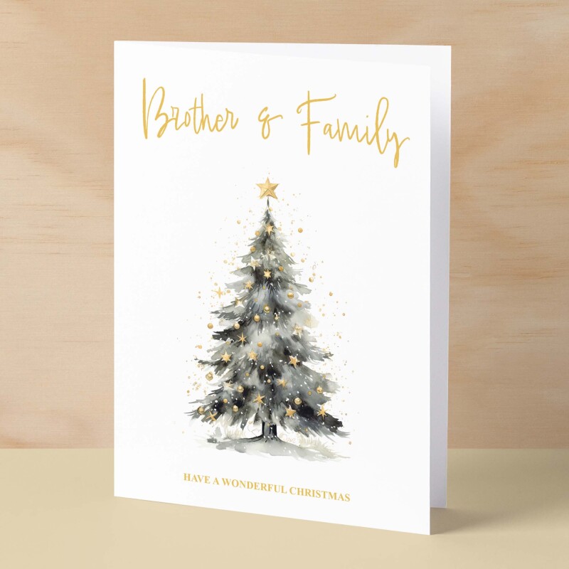 Christmas Card For Brother and Family Card Xmas Card for Brother Christmas Card for Loved One Brother Family Card Christmas Tree Card - Large (5x7) / Blank Message