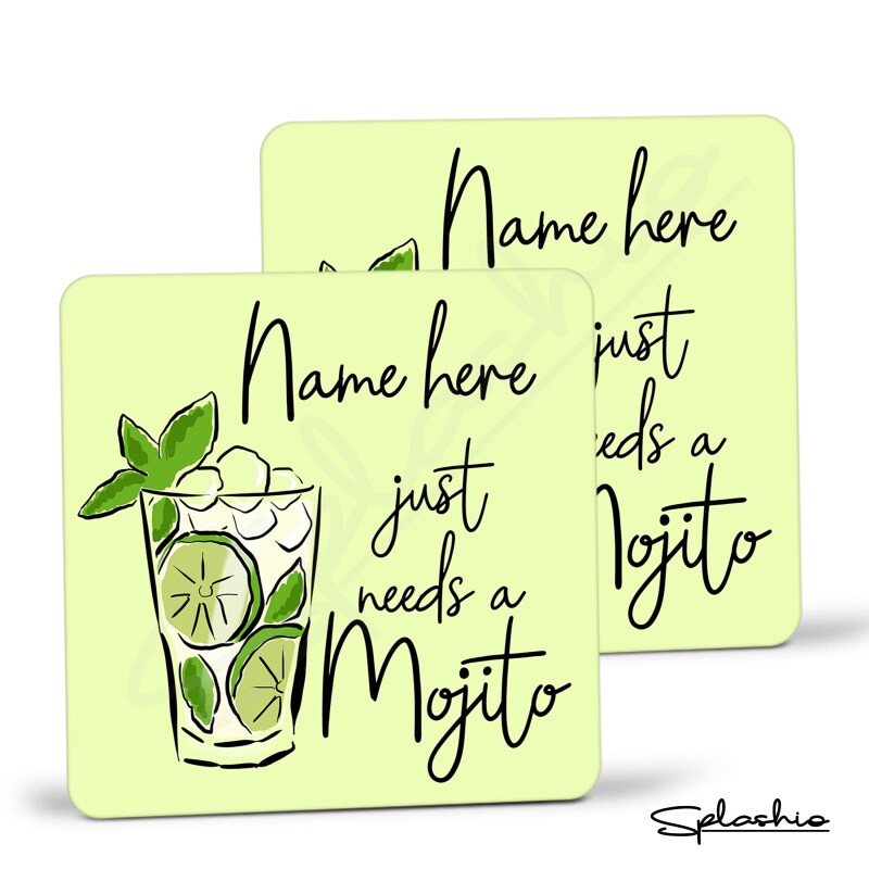 MOJITO Cocktail Personalised Coaster, Cocktail Mojito Coaster, Fathers Day gift, Christmas Coaster, Secret Santa, Birthday Gift, Home Bar. - Single Coaster