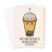 Cute Boba Tea Birthday Card