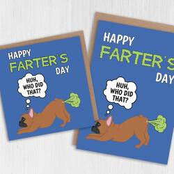 Happy Farter's Day funny Frenchie dog, pet farting Father's Day card for dad, father, papa, daddy (Size A6/A5/A4/Square 6x6") - A6: Single card