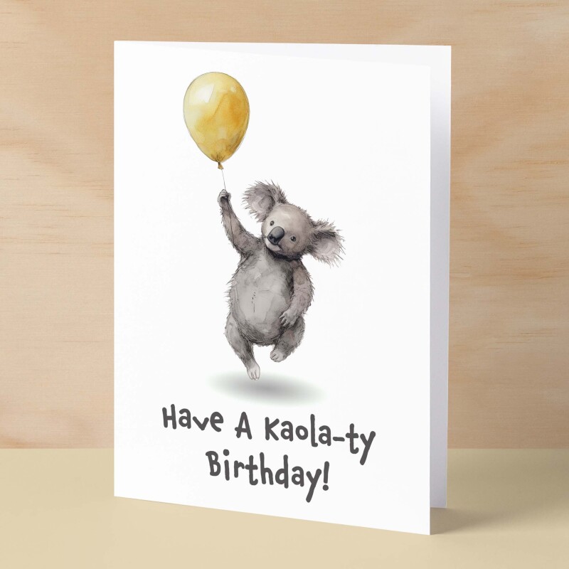 Birthday Card For Children Cute Koala Birthday Card For Child Card For Boy Birthday Card For Girl Kaola-ty Fun Birthday Card For Kids - Small (4x6) / Blank Message