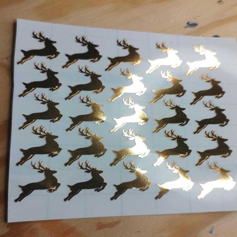 Gold Reindeer Stickers 50 in a set
